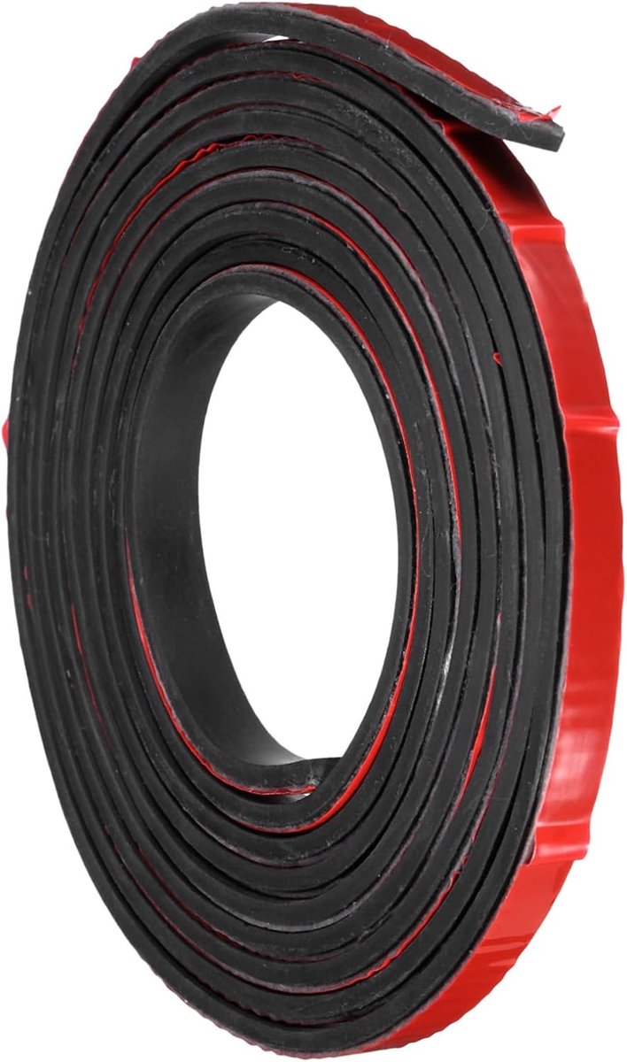 Sourcing map Zelfklevende rubberen strips, 10 mm (B) x 3 mm (d) x 2,5 m (l) massief neopreen, rubberen bladen, rollen met lijm achterkant voor doe-het-zelvers, afdichtingen, pads, handwerk