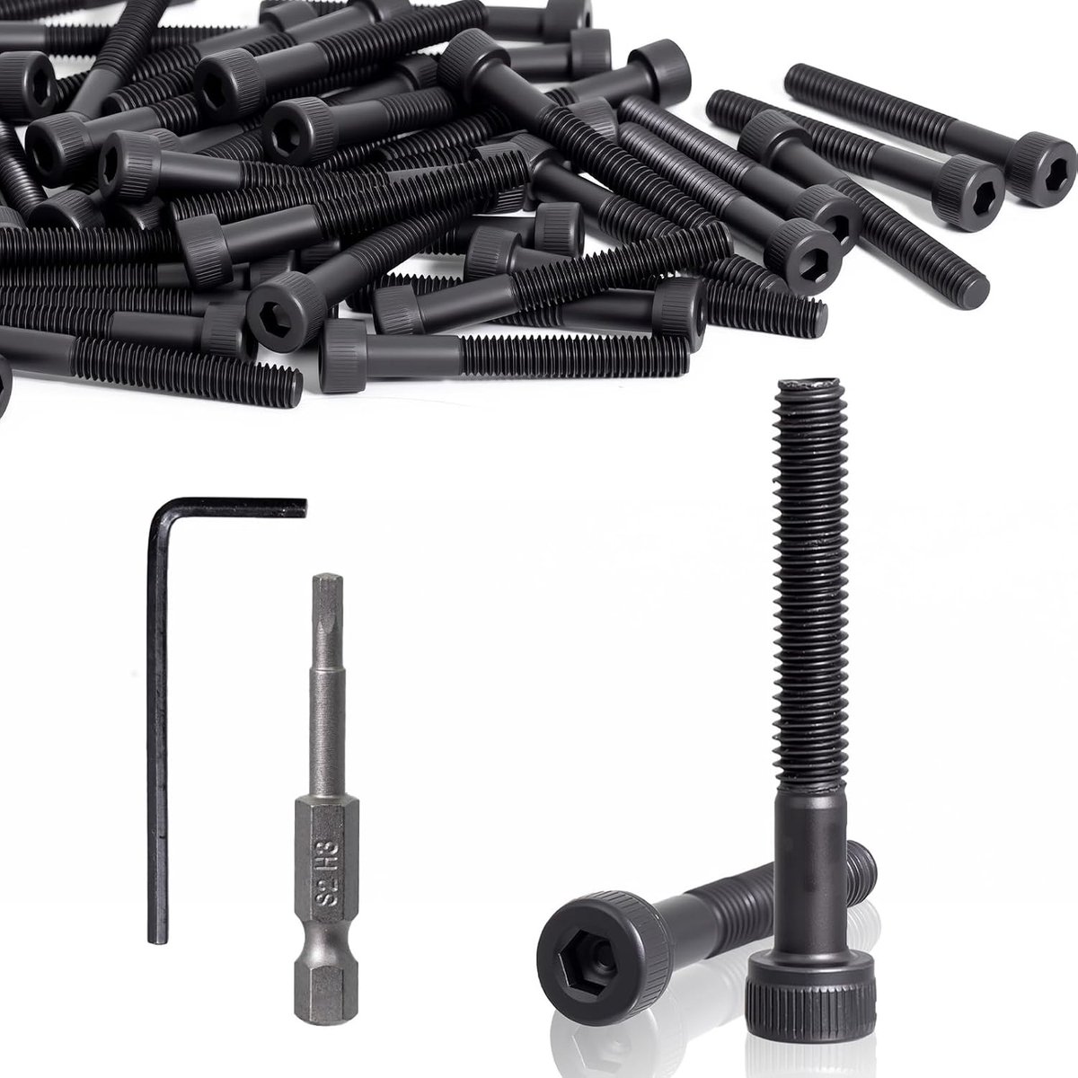 50 stuks, M4 x 30 mm, cilinderkopschroeven, DIN 912, inbusschroeven, zwarte schroeven, halfschroefdraad, koolstofstaal, machineschroeven voor machines, CNC-voertuigen, meubels