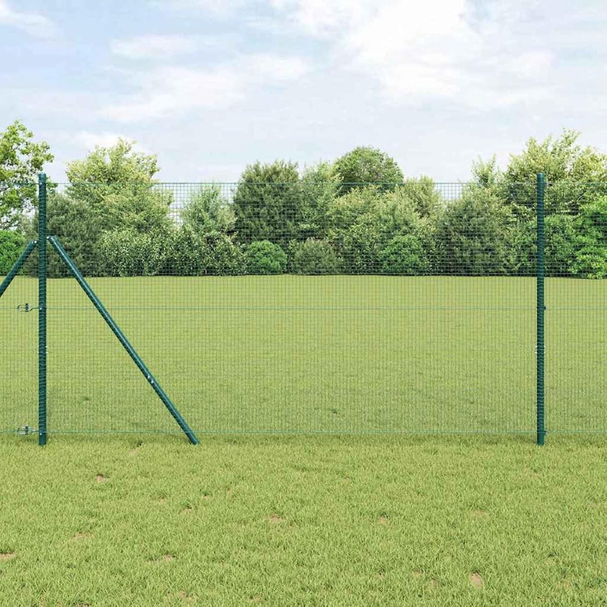 Gelaste draadomheining groen 1,2 x 10 m staal, hekstangen gaashek draadomheining tuinhek voor binnenplaats kippenhok weidehek 42005040