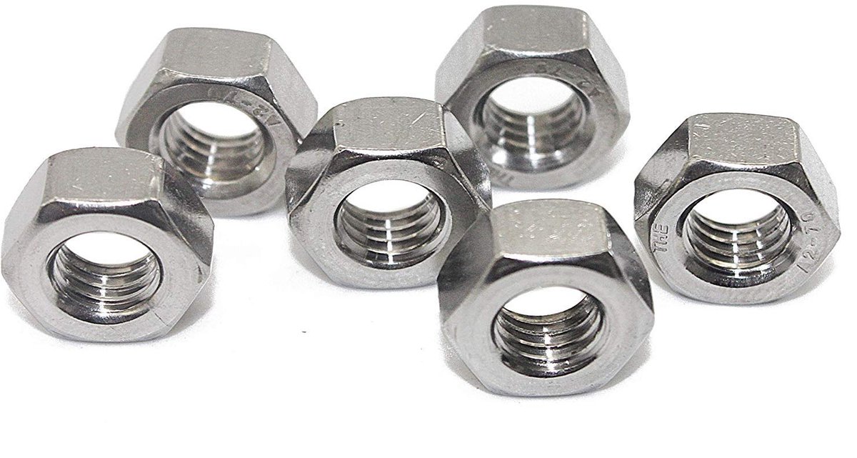 100 stuks - V2A zeskantmoeren DIN 934 / DIN-EN-ISO 4032 roestvrij staal A2-70