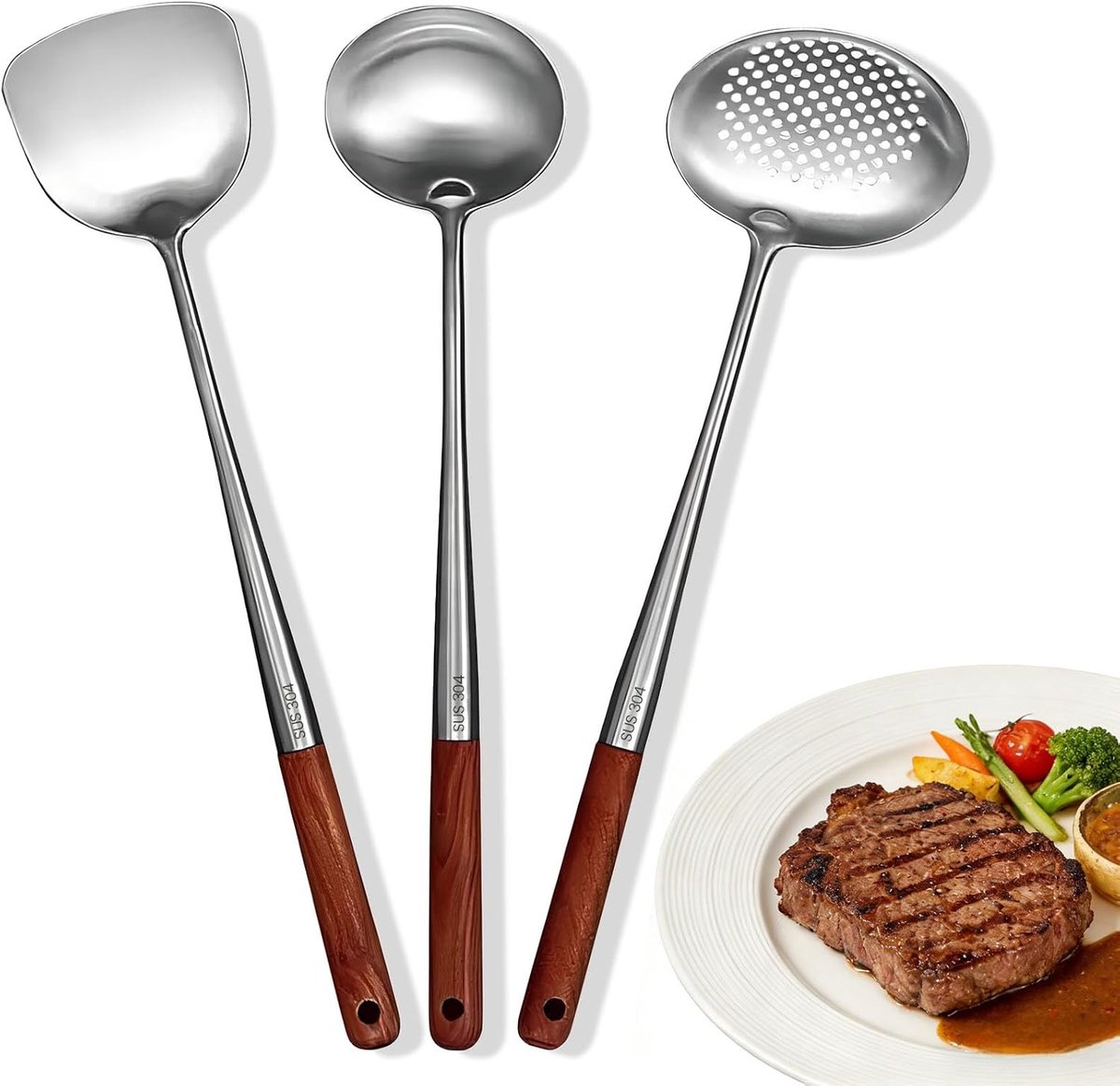 spatels met lange steel en pollepels