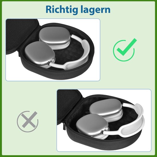 3-in-1 hoes, cover en draagtas voor Apple Airpods Max koptelefoon, anti-kras oorkussen/oorschelp/voorhoofdband-afdekking hoes accessoire voor Apple Airpod Max (zwart) — afbeelding 3