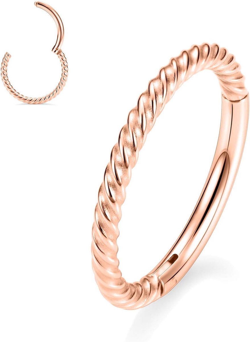 316L chirurgisch staal scharnier neusringen hoepel 18G 16G naadloze piercings ringen voor neusschotel kraakbeen helix tragus conch rook, daith lobe diameter 6 mm tot 12 mm, Roestvrij staal
