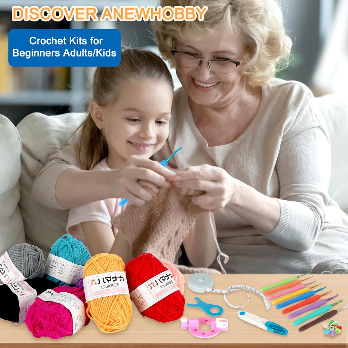 Haaknaaldenset voor beginners,haakkit voor beginners,draagbare haaknaaldenset,set haaknaalden,praktische haaknaaldenset,haakset voor beginners,inclusief ergonomische metalen haaknaalden