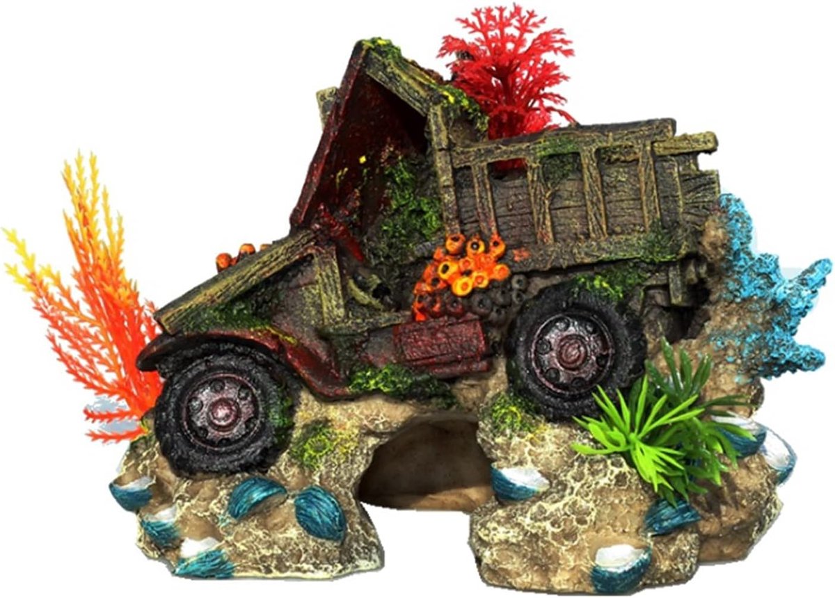 Aquarium Landschapsarchitectuur Koraal Kerosine Lamp Parel Shell Truck Wreck Reef Waterplanten Prachtige Hars Aquarium Ornamenten (truck)
