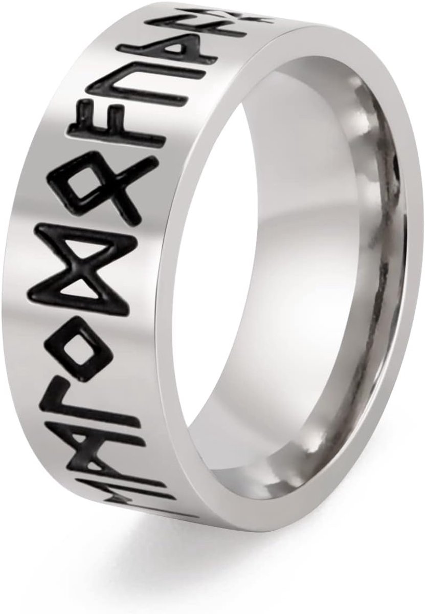 Roestvrij staal 24 runen ringband brede Ierse Keltische knoopringen zwart retro ring vintage gothic biker ring voor mannen vrouwen verjaardagscadeau