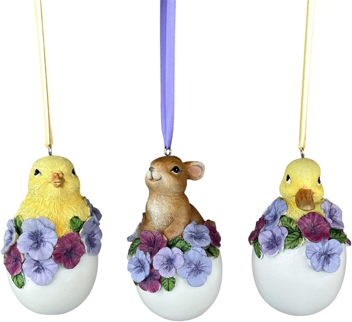 Speelgoed eend konijn pieper in ei 10 cm - geel-lila - assorti 3 stuks - leuk voor dieren - SnelShoppen