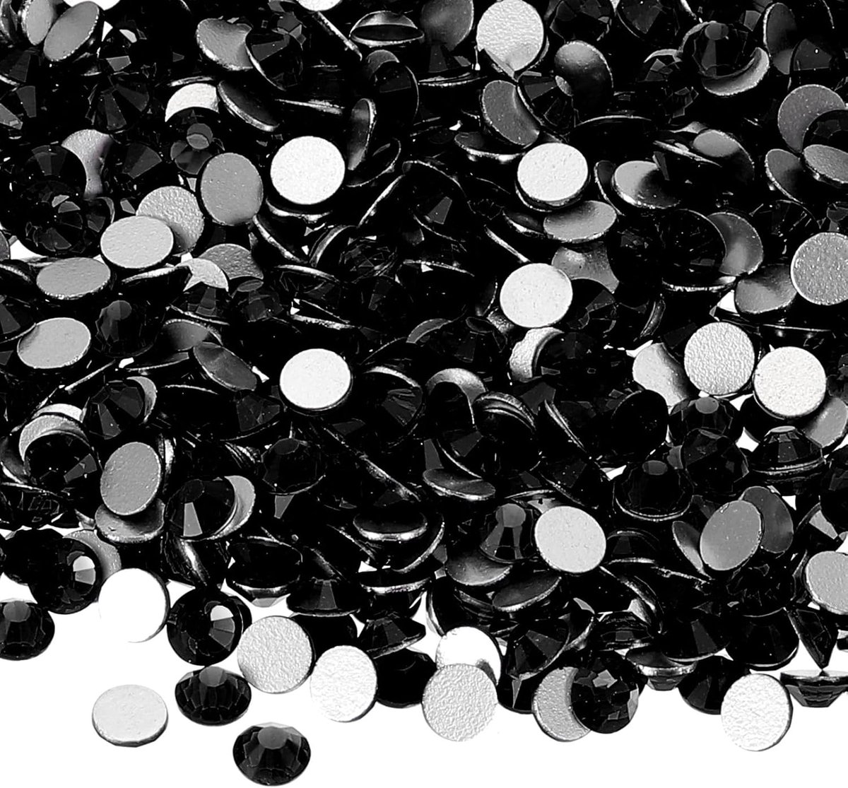 1600 stuks SS20 ronde platte achterkant kristal 4,6-4,8 mm glazen strass steentjes edelstenen diamanten voor doe-het-zelf ambachten kleding schoenen nail art decoratie, zwart
