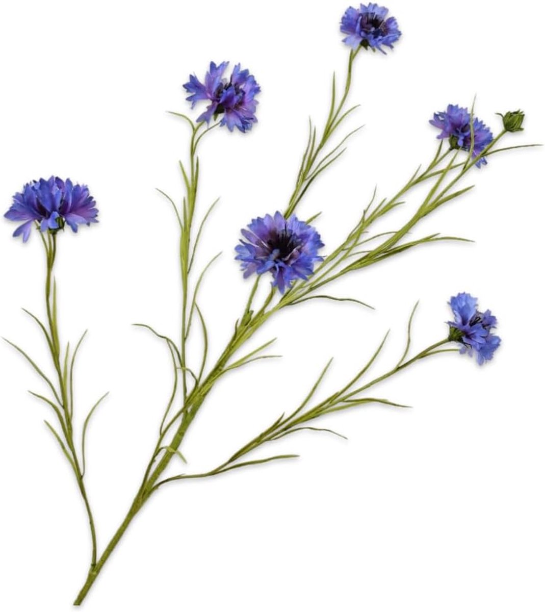 Kunstbloem korenbloem tak lichtblauw 92 cm - zijden materiaal - duurzaam - perfecte decoratie - SnelShoppen