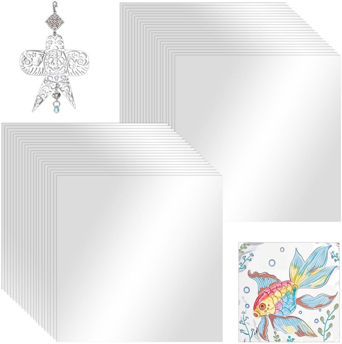 100 Vellen Aluminium Metalen Ambachten 15x15cm Dubbelzijdige Zilveren Art Metalen Folie Vellen 0.1mm Dikke Aluminiumfolie Knipperende Metalen Blad voor Schilderen Graveren en Embossing Art