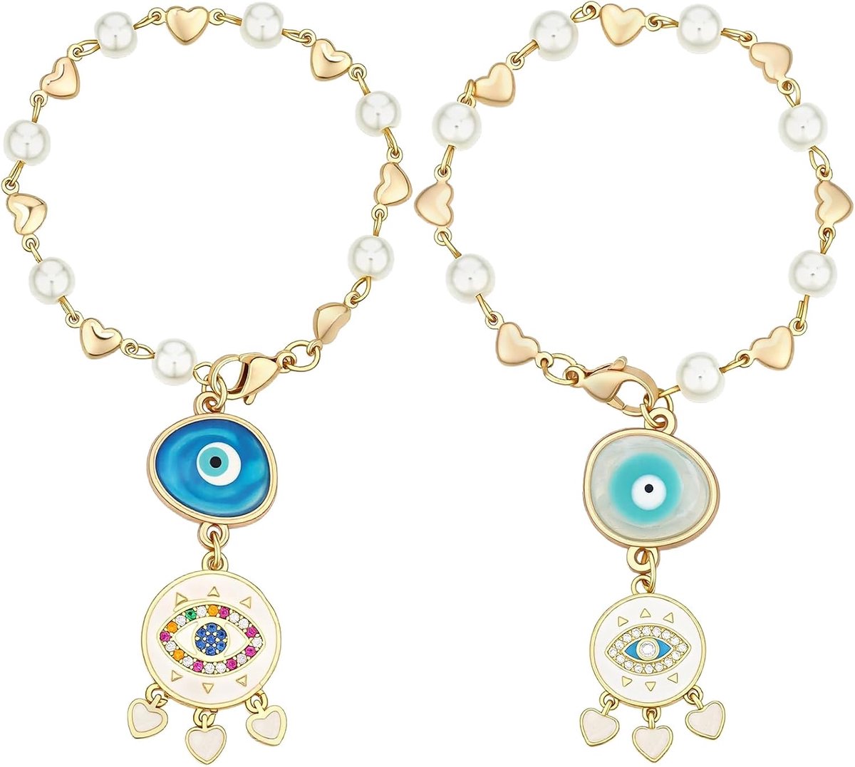 2 stuks boze oog stuurwiel charme accessoire auto opknoping ornament achteruitkijkspiegel charme kralen decoratie accessoires met glazen parel kralen voor auto interieur huis raam deur frame