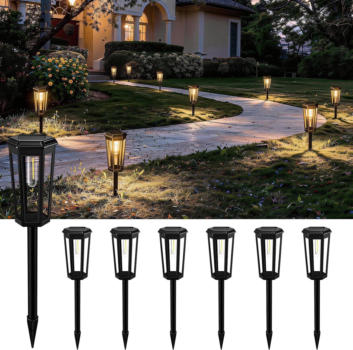 Outdoor Solar Light 6 Stuks Solar Tuinverlichting, Auto On/Off 3000K Tuin Decoratief Licht IP65 Waterdicht Voor Patio Gazon Zwembad Patio Oprit Bomen