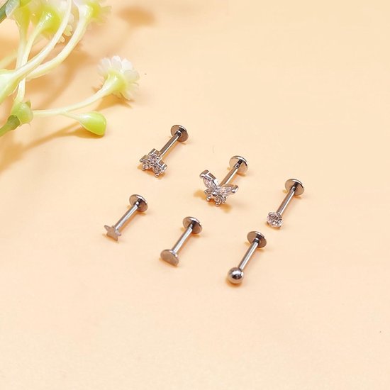Studs 16G Rvs Monroe Tragus Helix Medusa Piercing Studs 6mm 8mm 10mm Zilver Goud Kraakbeen Sieraden — afbeelding 3