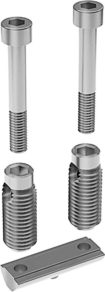 Automatische dubbele connector set 66 x 31 x 12 mm passend bij Item System voor het verbinden van 2 aluminium profielen met groef 8, verzinkt staal
