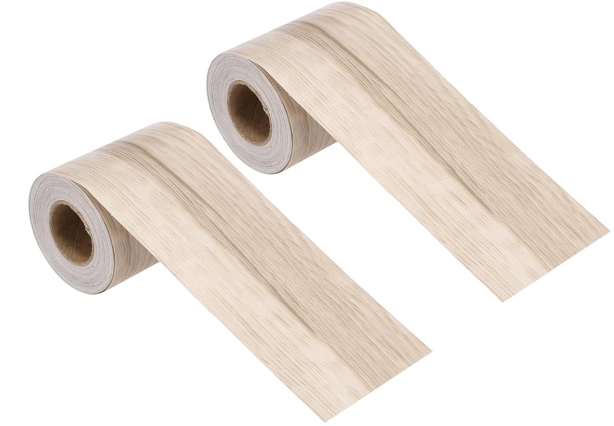 Reparatietape met houtnerf, 5,1 cm x 100 m, zelfklevend houten lint, multifunctioneel behang, voor meubels, vloeren, ramen, deuren, tafels, thuis, crèmekleurig, 2 rollen