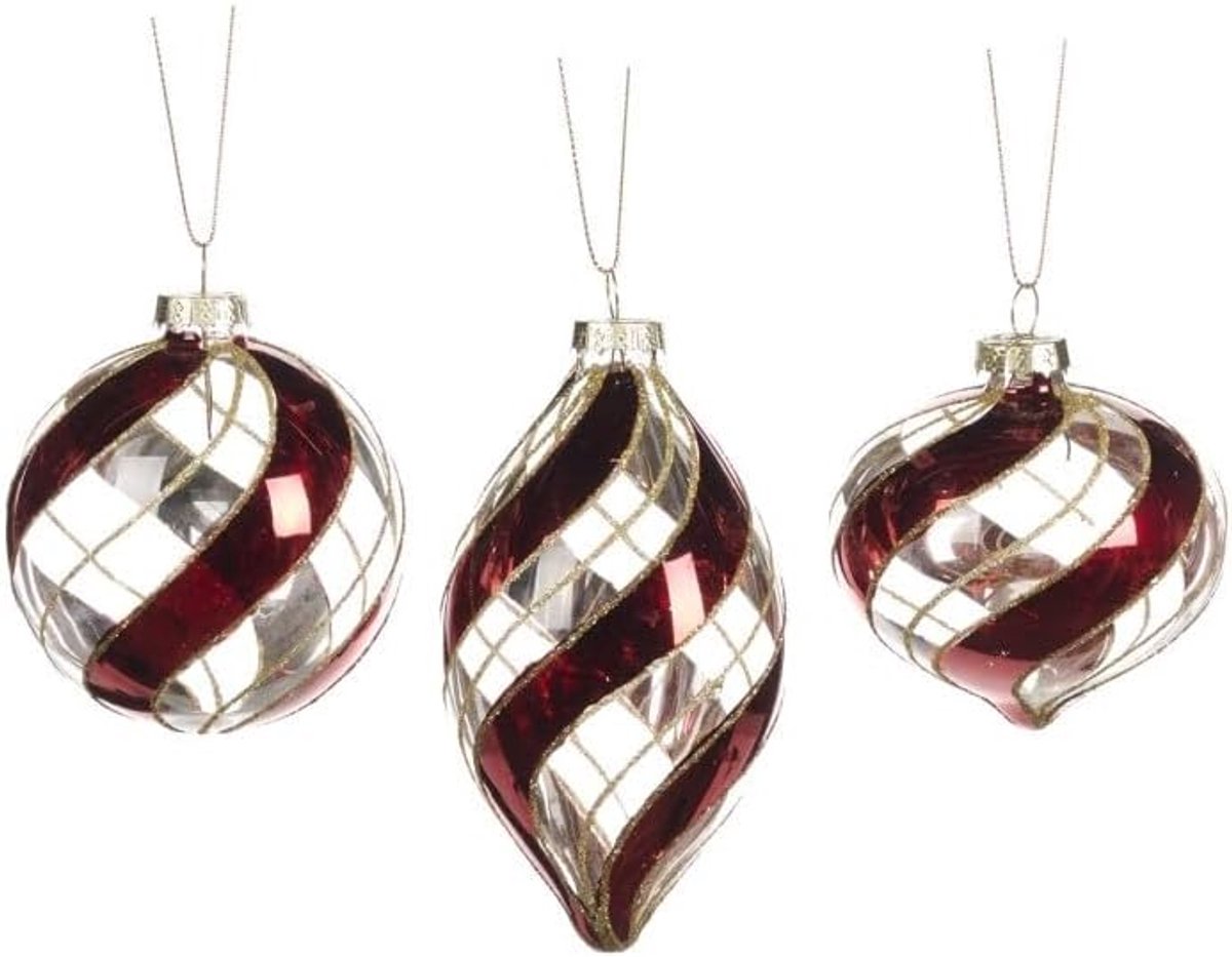 Kerstbal glas rood D 8 cm - voordeelset van 6 stuks - feestelijke decoratie - perfect voor kerstboom - SnelShoppen
