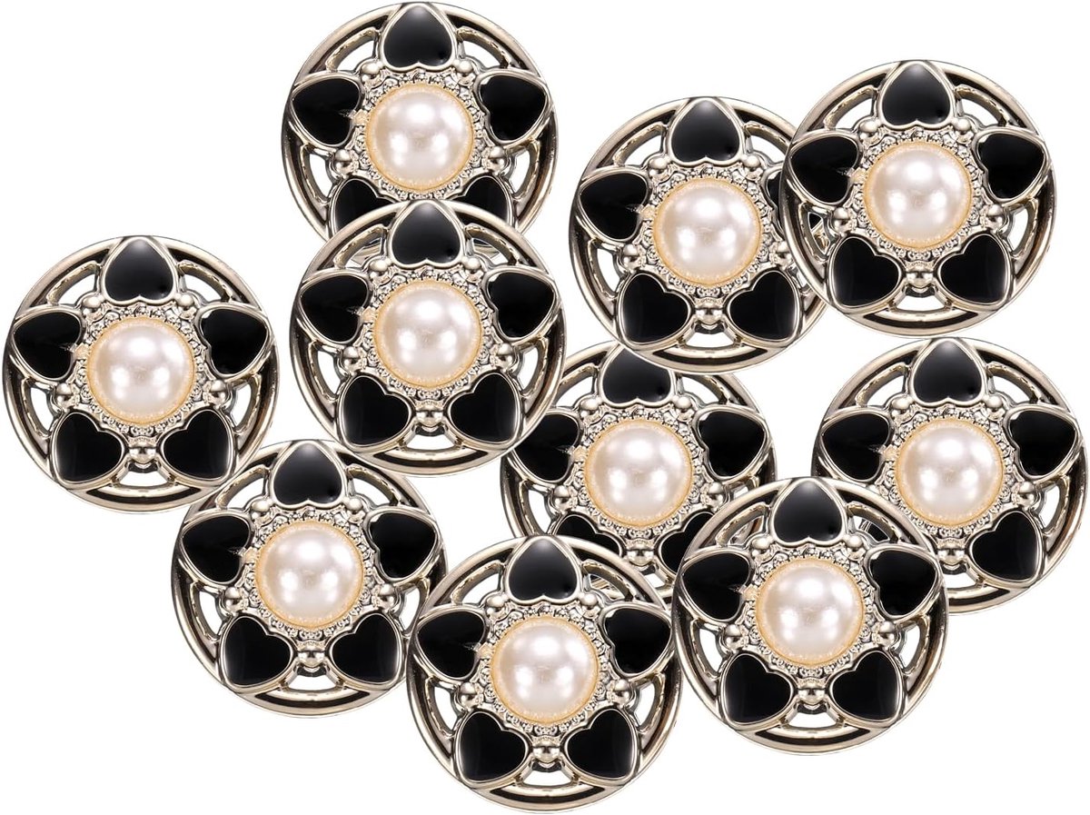 10 stuks 40 l kunstparels, goud en wit, knopen, 25 mm, 25 mm, diameter 0,47 inch, dikke ronde knopen van kunststof, voor naaien, reservesluiting, handwerk, voor jassen, kleding, stijl K
