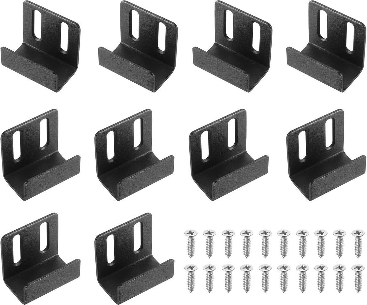 10 stuks roestvrijstalen tegelhouders, verstelbare tegeldisplay, wandhouder, montagebeugel, wandhaak, montagehoek voor spiegel, fotolijst, zwart (binnenbreedte 20 mm)