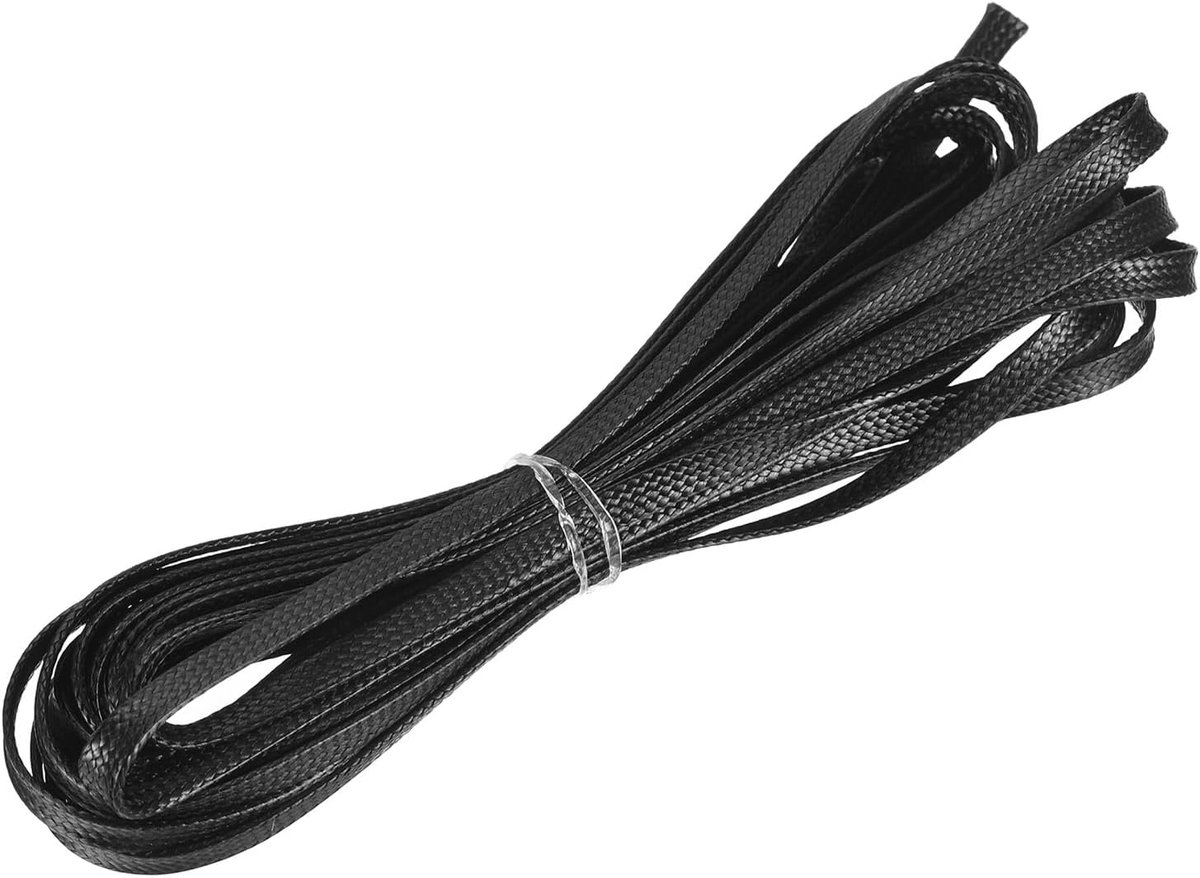 Platte gewaxte draden, 4 mm leren naaigaren polyester gewaxt koord voor handnaaien, weven, armband, halsketting, doe-het-zelf handwerk, zwart
