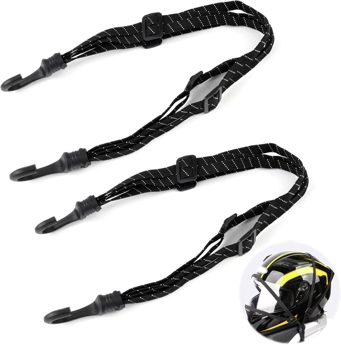 2 stuks elastische bagagespanners, 60 cm, verstelbaar, reflecterend, krasbestendig, nylon staal, bevestigingsriem voor fiets, motorfiets, camping, auto, aanhanger, zwart