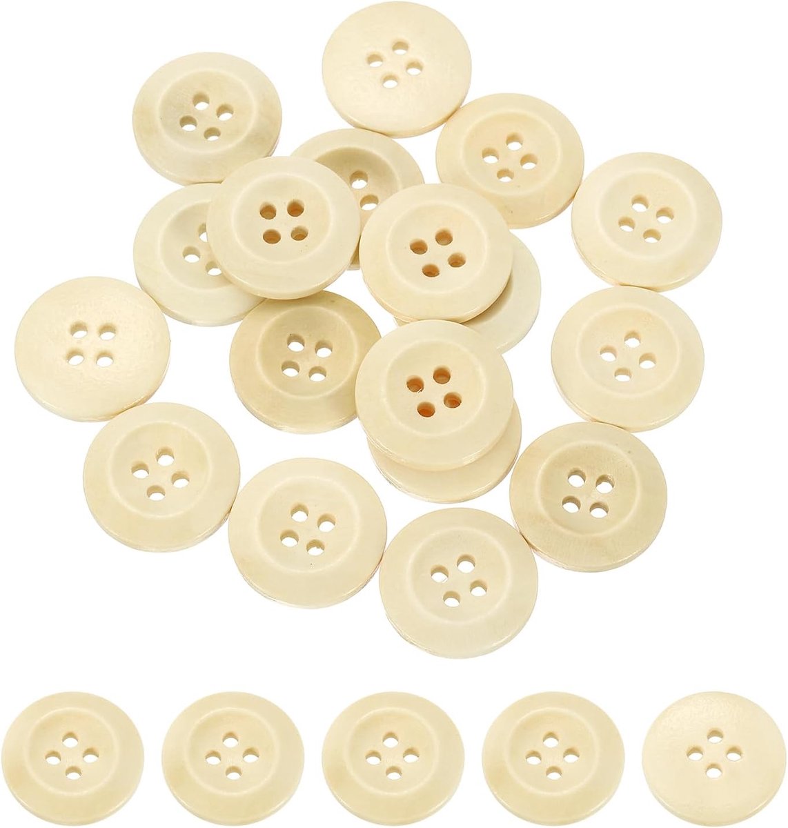 Knopen, 20 mm (13/16") 4-gaats ronde houten naaiknopen handwerk voor naaien, doe-het-zelf handwerk, kleding, natuurlijk hout