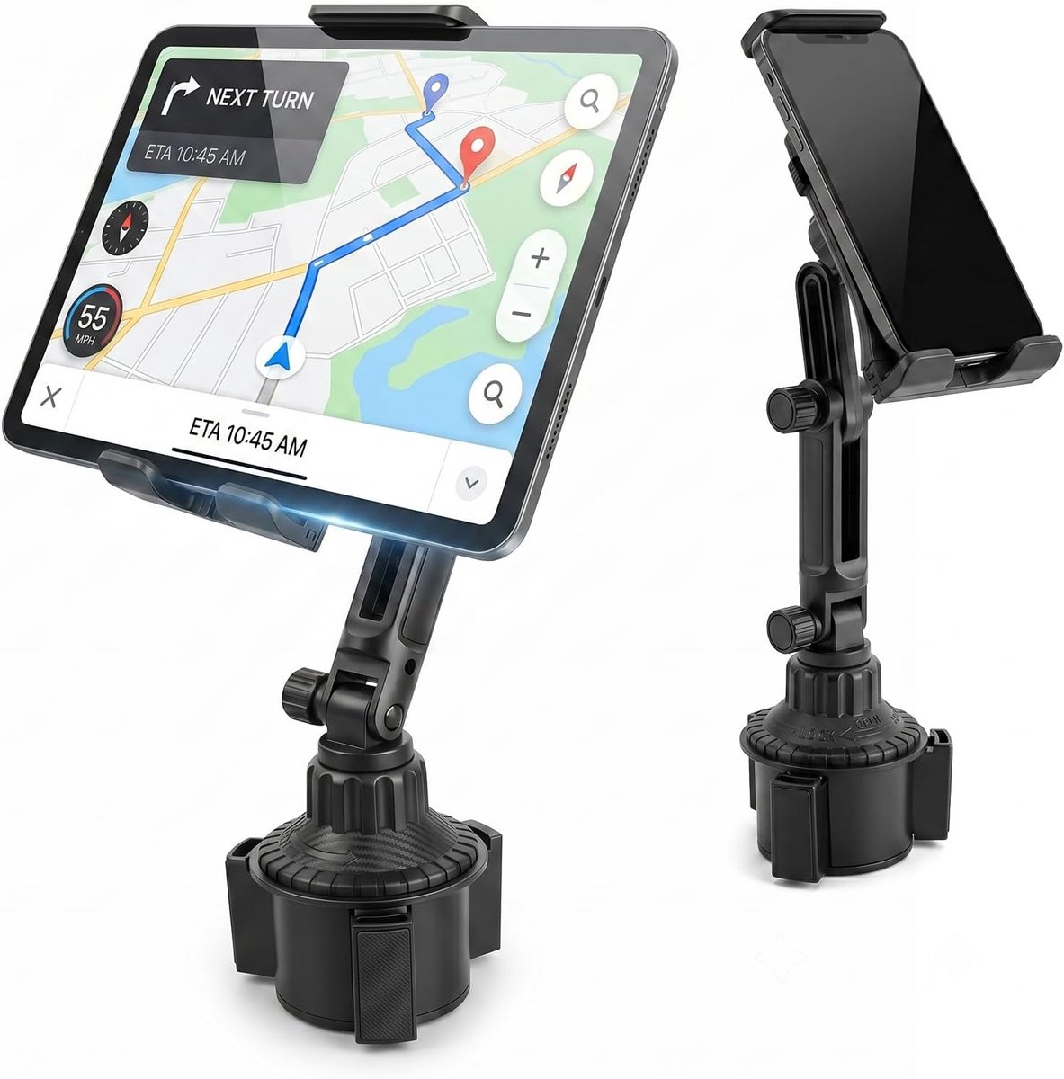 Tablethouder voor in de auto, bekerhouder, bekerhouder met verstelbare en flexibele zwenkarm, mobiele telefoonhouder, bekerhouder, autotablethouder voor tablet telefoon 4-13 inch