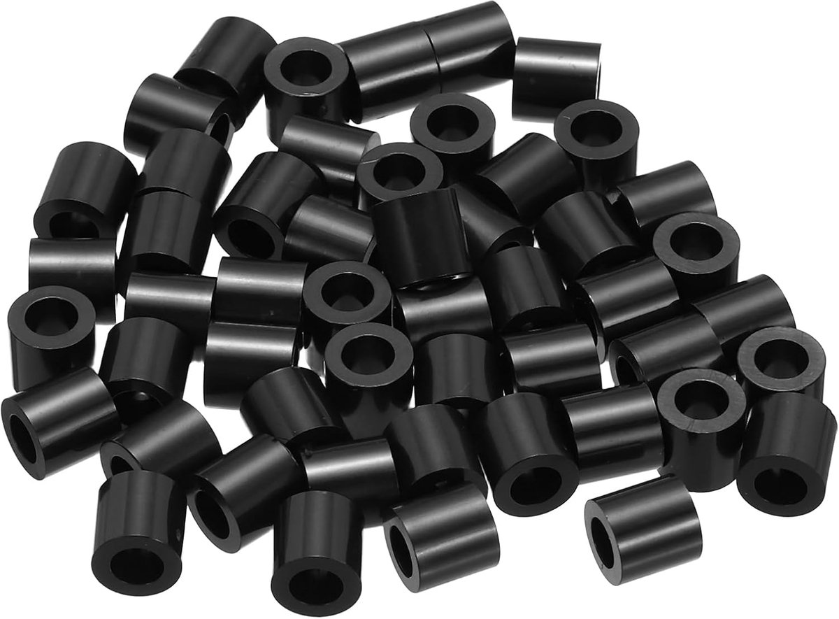 50 Stks M8 ABS Spacers 3/16 "ID x 1/4" OD x 0,25 "l Plastic Ronde Spacer Washers Zwarte Standoff Moer Onschroefdraad voor M4 of 3/16 Inch Schroeven Bouten Elektrische Outlet