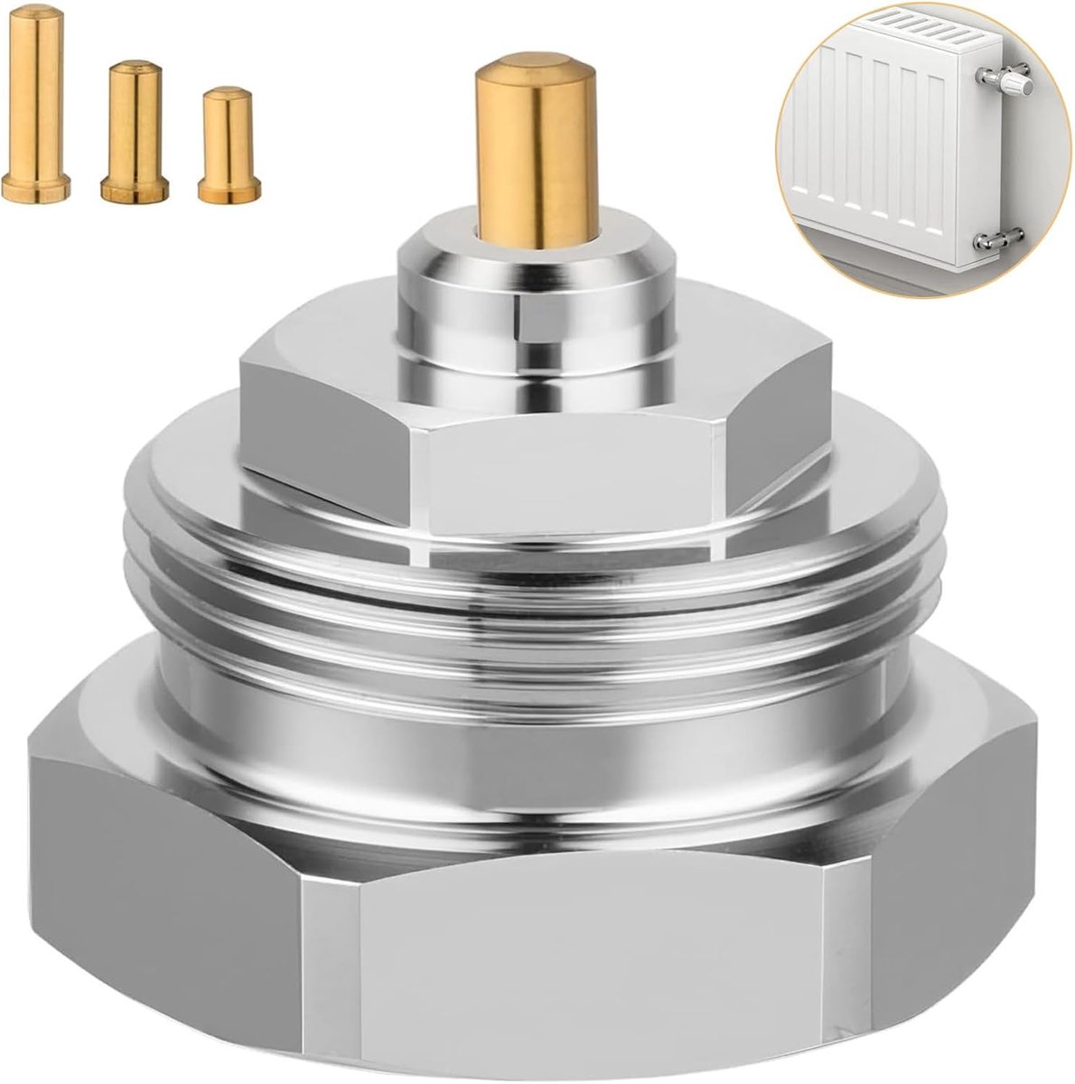 Radiatoradapter M30 x 1,0 naar M30 x 1,5, compatibel met Oventrop-ventielen 1011445, schroefdraadadapter voor thermostaten/verwarmingsventielen