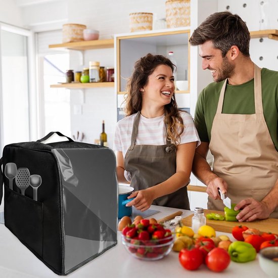 Afdekhoes voor Thermomix TM7, afdekking voor keukenmachine TM7 accessoires, beschermhoes, stofbescherming voor TM7, waterafstotend en stofdicht, met accessoirevakken, transparante TPU voorkant + — afbeelding 5