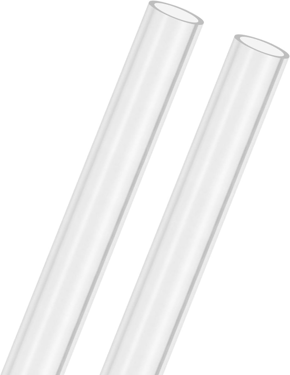 2-Pack Clear Stijve Acryl Pijp, 16mm [0.63"] ID x 20mm [0.81"] OD Plastic Ronde Buis voor Waterkoelingssysteem/Lampen/Fonteinen/Aquaria/Display Stand, Acryl Tubing [305mm/12IN]