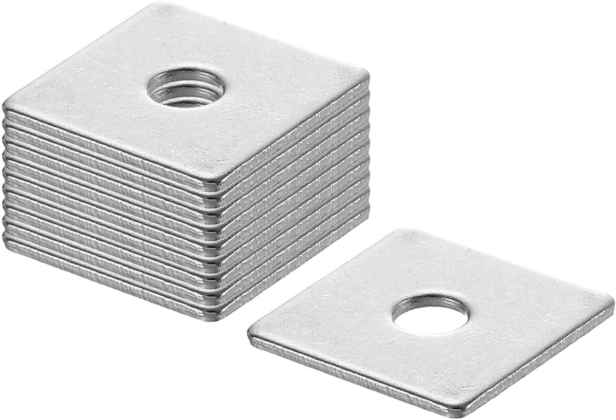 Vierkante sluitringen, M4 x 16 x 16 x 1 mm, 304 roestvrij staal, afdichtringen, zilverwit, vierkante schijven, platte sluitringen voor schroeven, moeren, schroefdraadstang