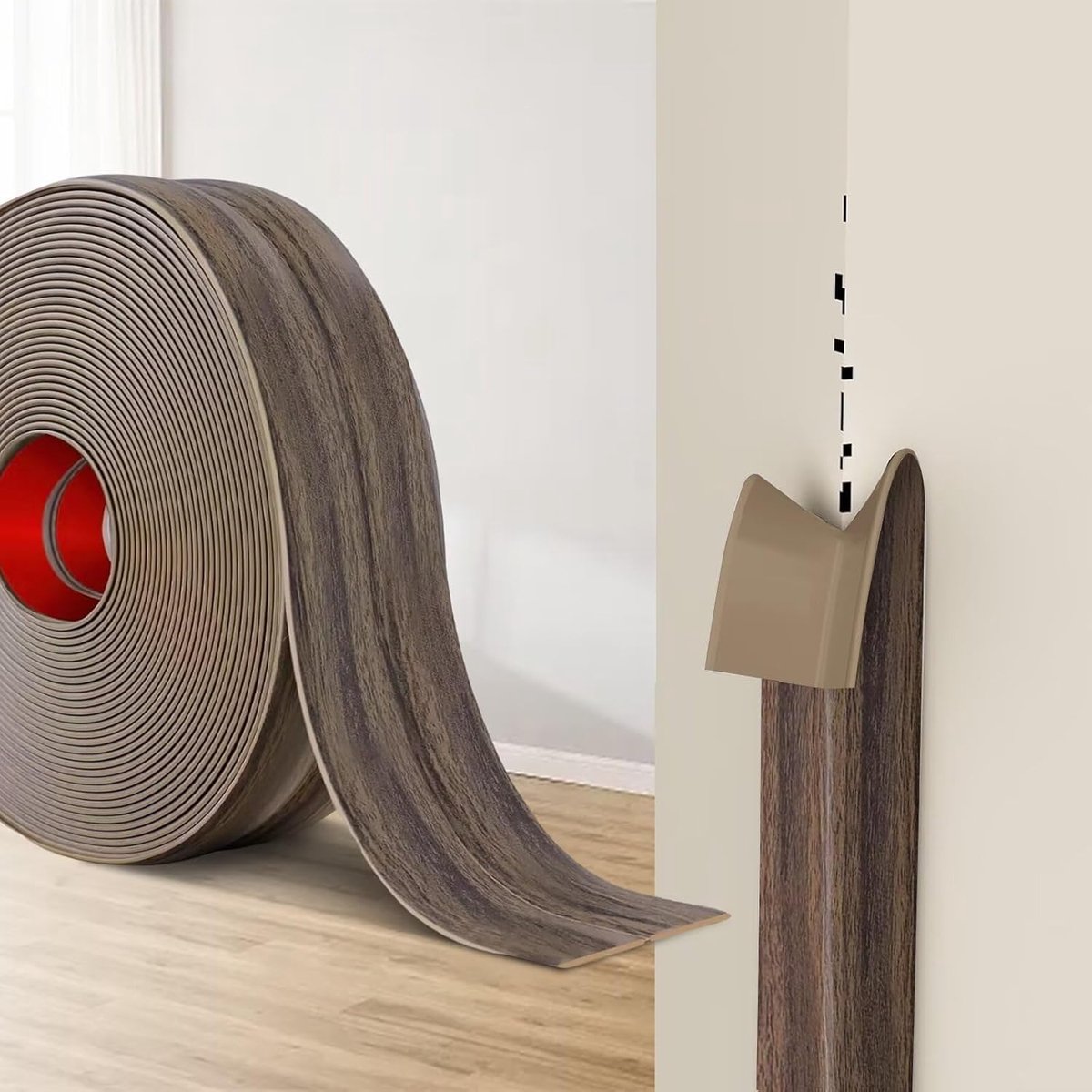 Hoekbescherming Muur, Flexibele TPE Plint, L-Vormige Hoekstrip Voor Muren, Deuren, Keuken, Ramen, Ideaal Voor Doe-Het-Zelf Renovaties (Sandelhout, 2cm x 8M)