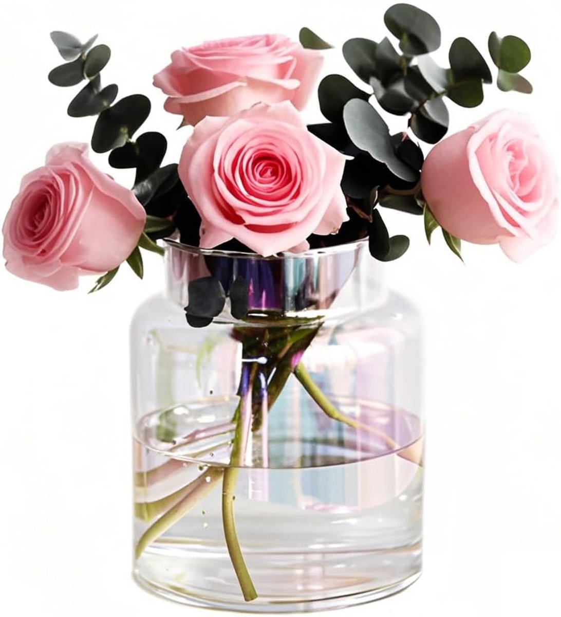 Colorful Vases for Centerpieces Glass Innjoii - Large Vase Wide Flower Vintage Modern Large Opening Giant Home - ShopVlot