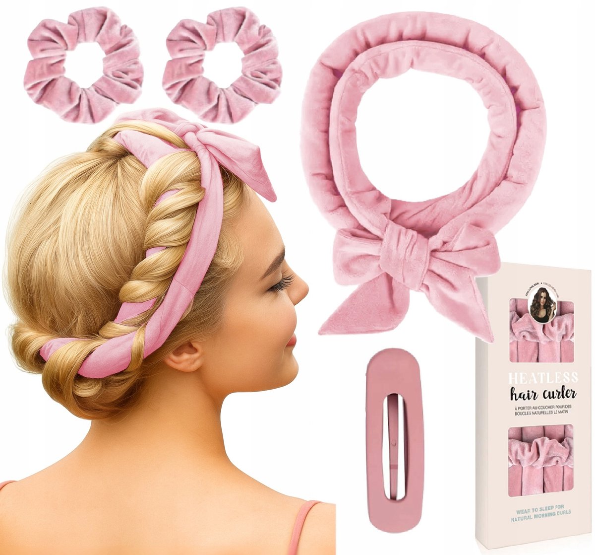 Velours haarrollersset - Hittebestendige krul met klem en elastiek