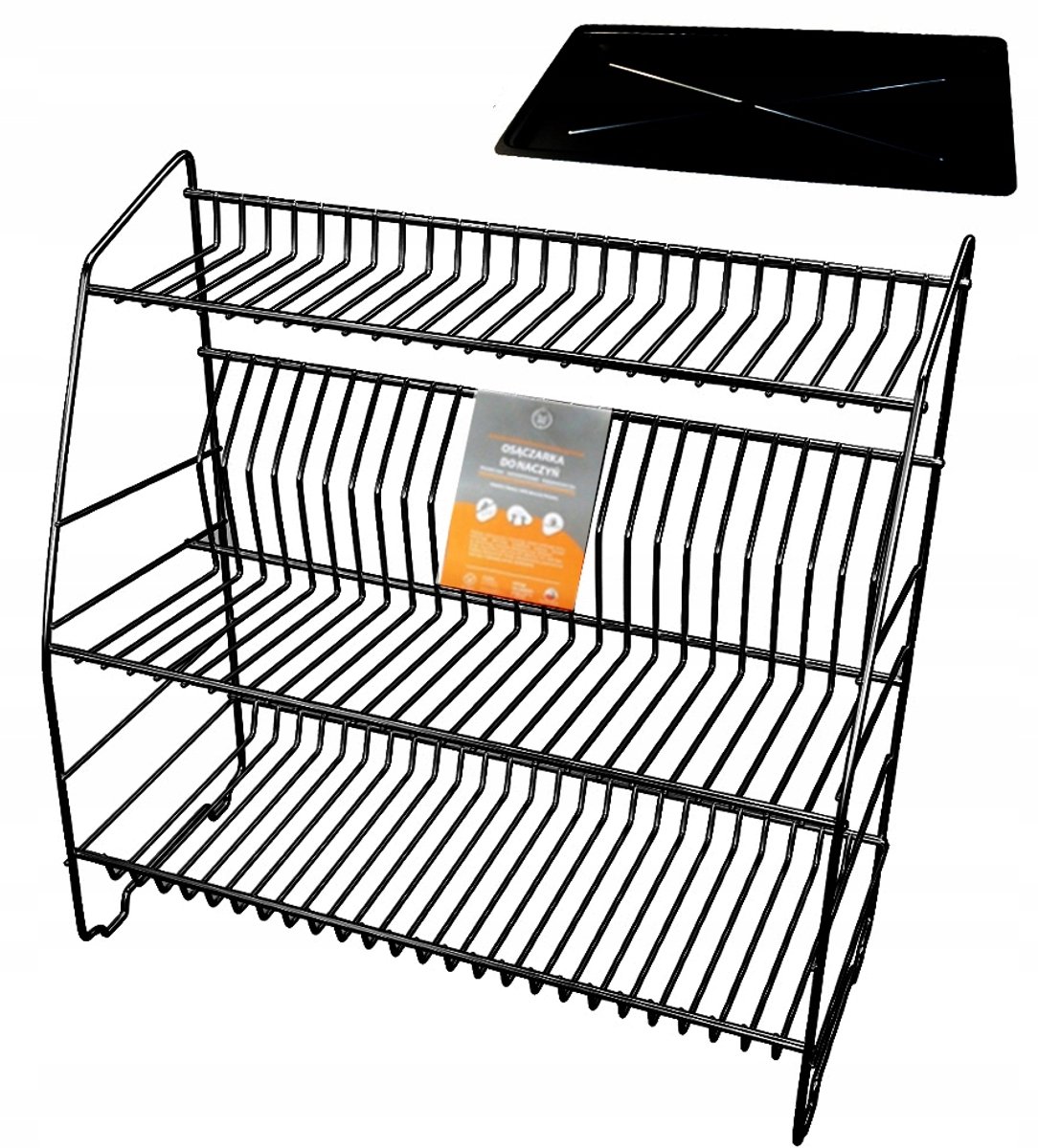 3-Laags Zwarte Keukenrek 50cm met Lekbak