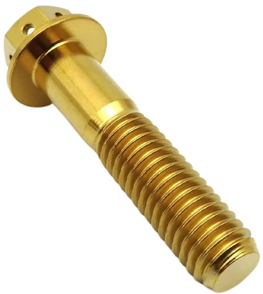Titanium bouten M10x2.5x65mm - Flenskop - Goudkleurig - Lichtgewicht en duurzaam - ShopVlot