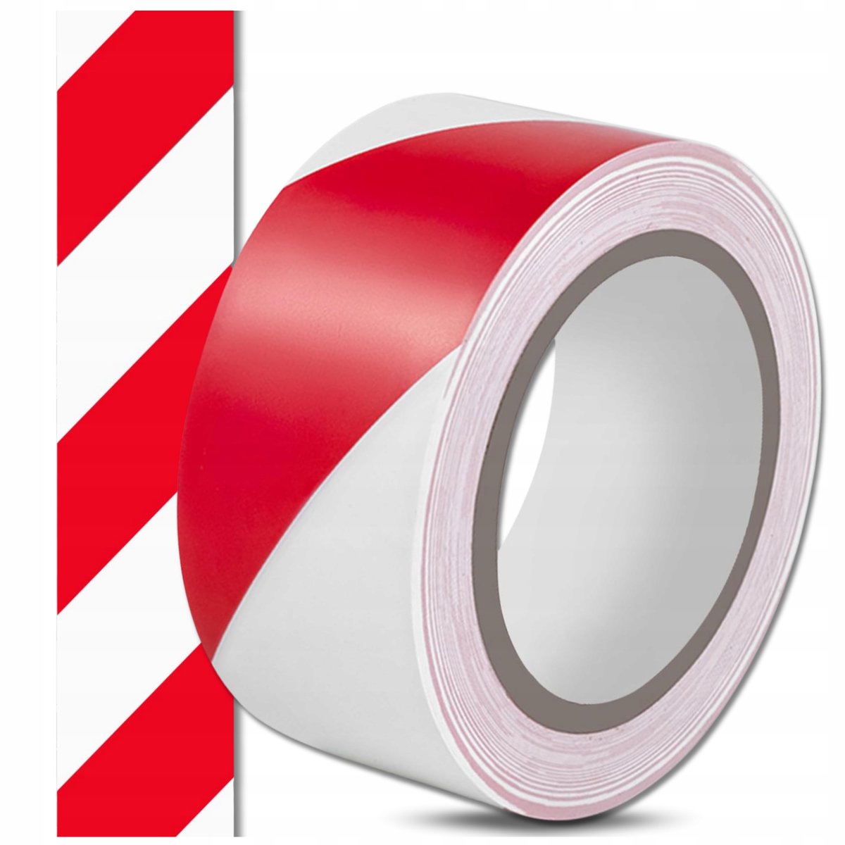 Waarschuwingstape Wit-Rood 500m 56mm Sterk Folie