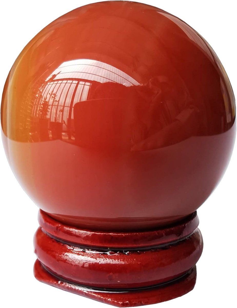 Kristallen Bol 40mm - Rode Agaat - Feng Shui Decoratie - Ideaal voor Meditatie - ShopVlot