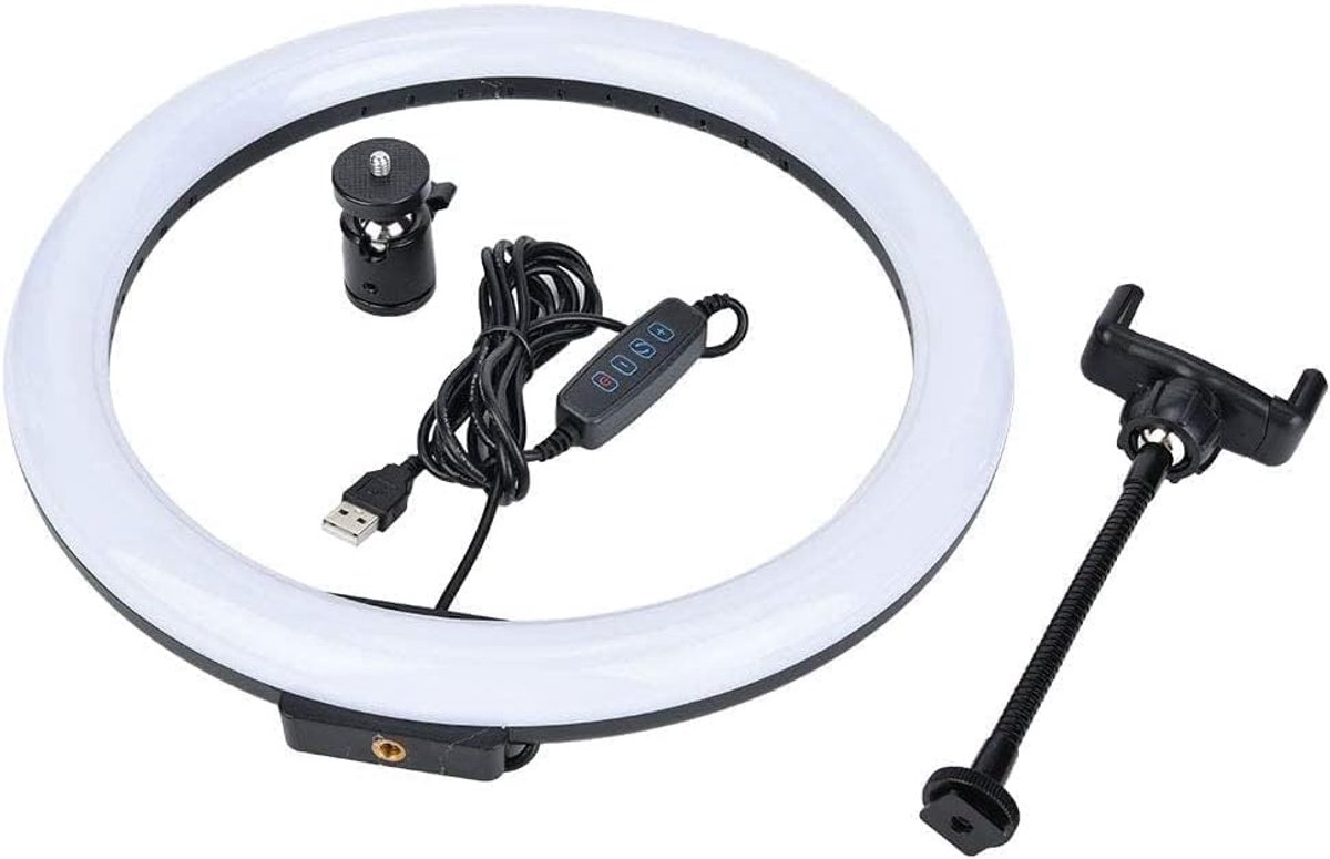 Ring licht 12-inch - 12W 160LED - met balhoofd telefoon clip - perfect voor make-up - ShopVlot