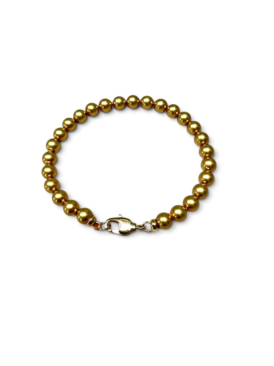 KAYEE -Parelarmband van Swarovski parels - goudkleurig - 19cm