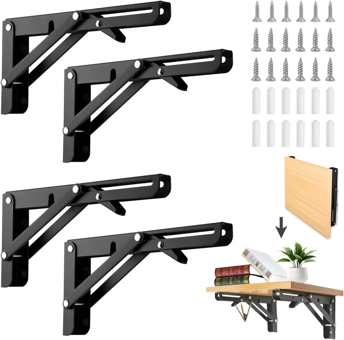 Vouwconsole 260 mm - roestvrij staal - zware belasting tot 75 kg - ruimtebesparend voor keuken en werkplaats - ShopVlot