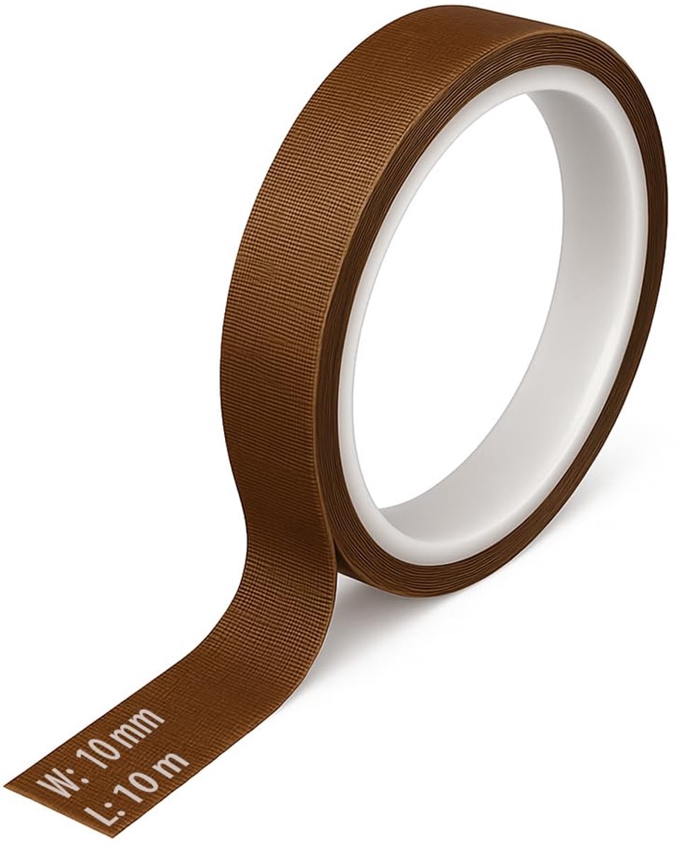 PTFE Teflon Tape 10mm x 10m - Zelfklevend - Niet-plakkerig - Ideaal voor 3D-printers - ShopVlot