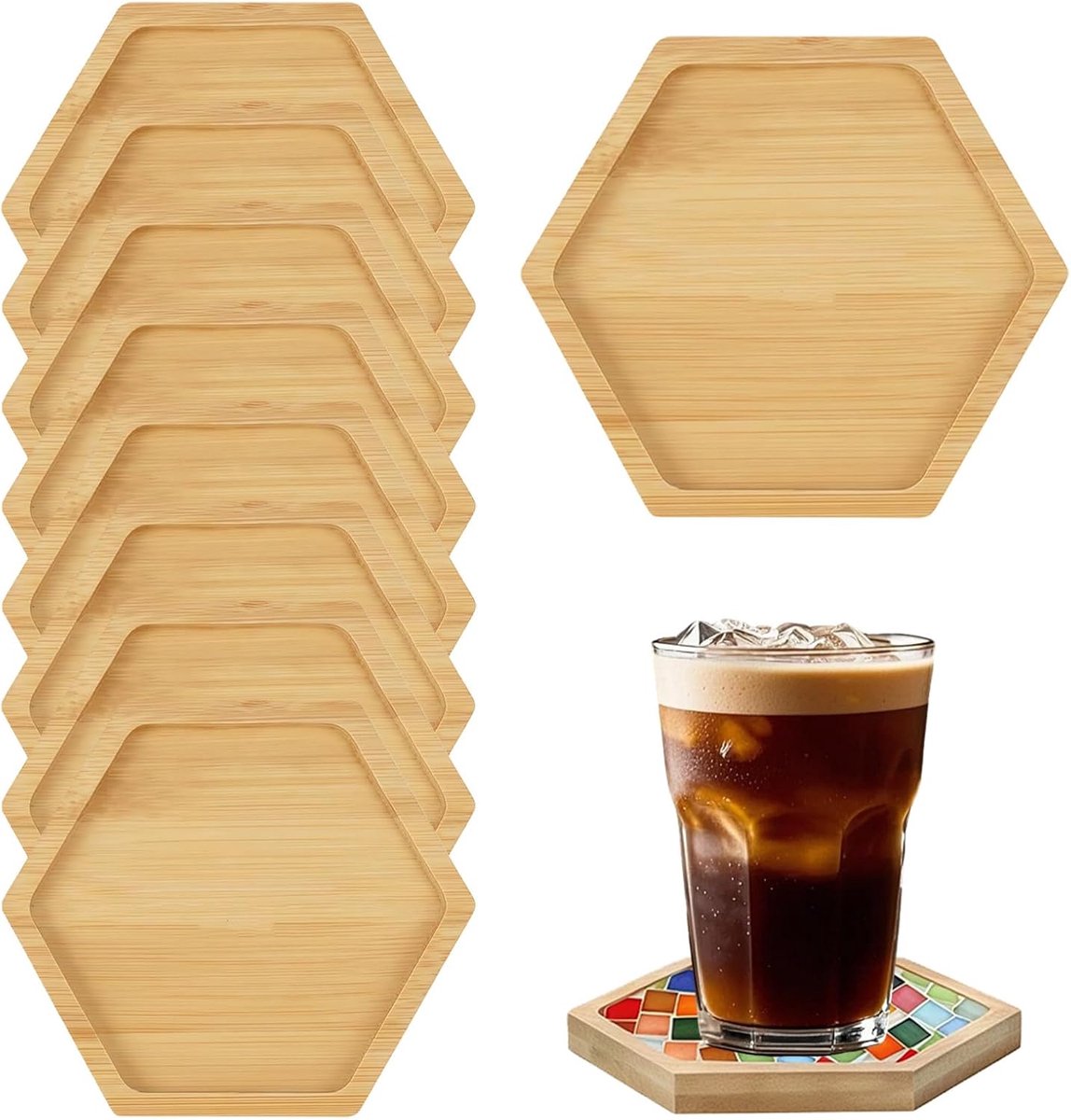 Bamboe coasters 12 stuks - ecologisch bamboe - duurzaam en splintervrij - ideaal voor dranken - ShopVlot