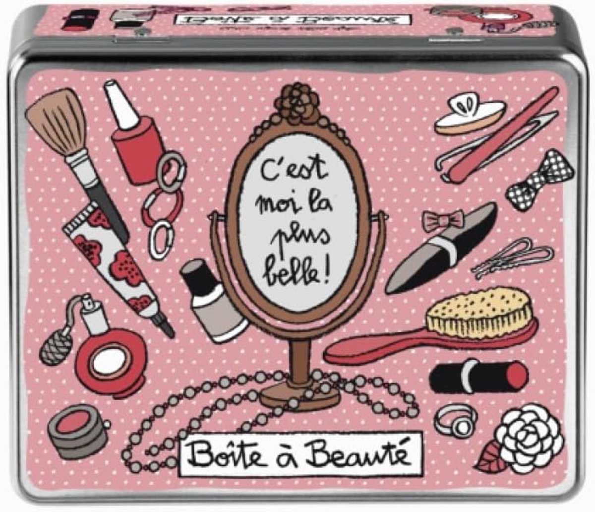 Opbergdoos voor schoonheid 20,5 cm - roze metaal - stijlvol ontwerp - ideaal voor make-up - ShopVlot