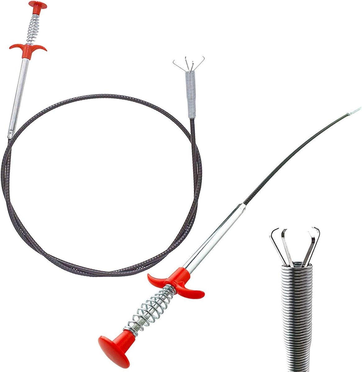 Afvoer Spiral 90 cm / 200 cm - Flexibele Metaal Slang - Grijper met Spiraal - Effectieve Afvoerreiniging - ShopVlot