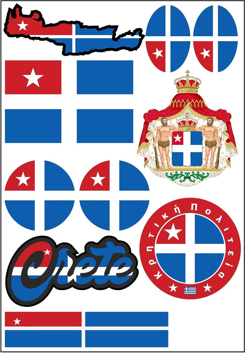 Stickerblad Cretan State - 10 Stuks Stickers - Waterdicht Vinyl - Perfect voor Auto of Motor - ShopVlot
