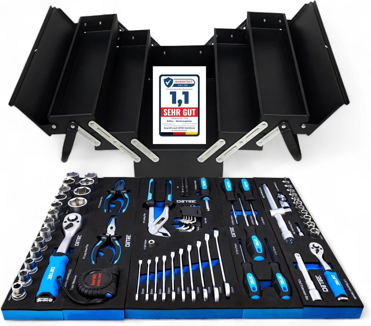Toolbox 86-delig - klassieke metalen gereedschapskoffer - robuust en stabiel - ideaal voor huis en hobby - ShopVlot