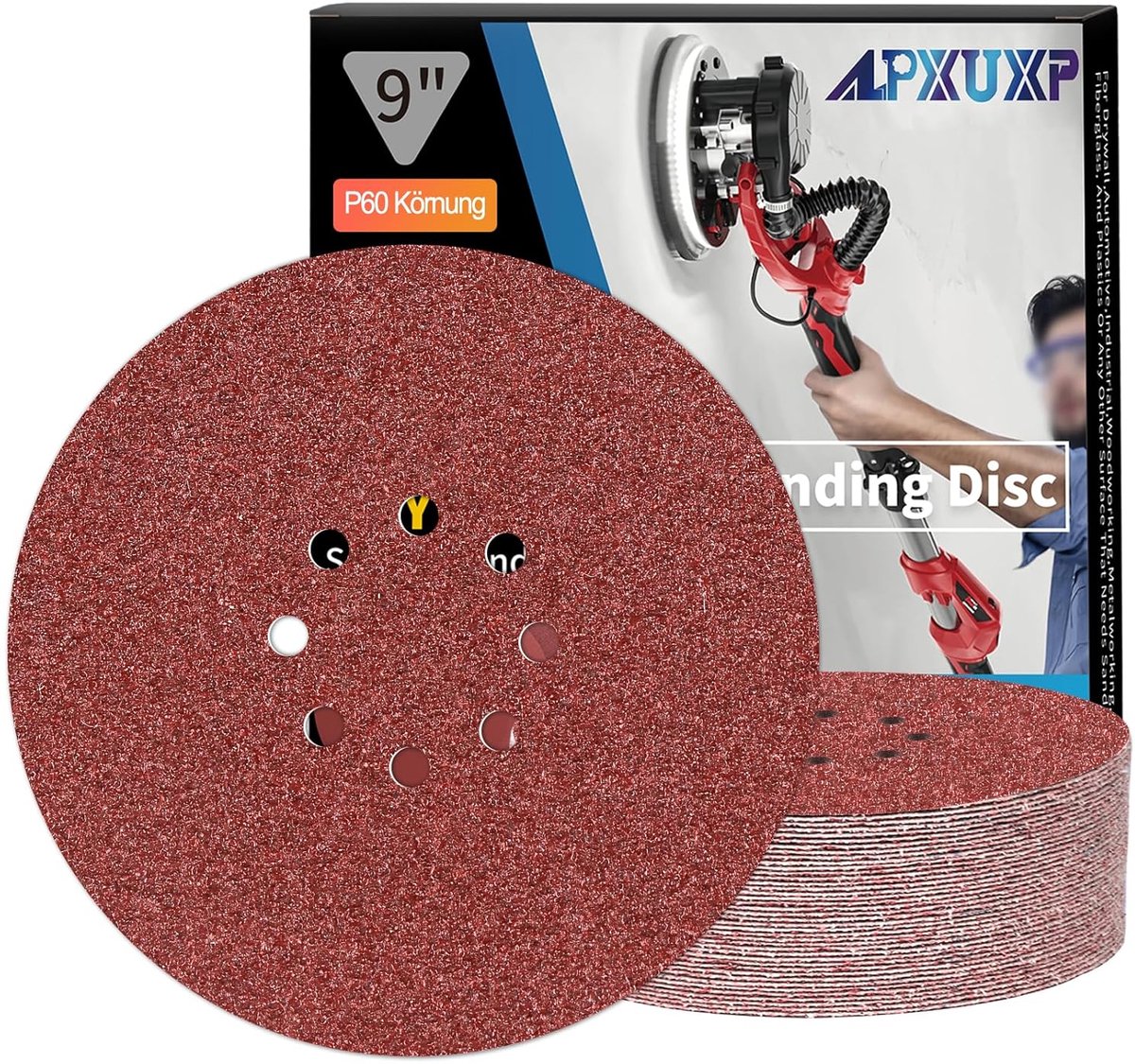 Schuurdiscs 225mm 60 grit - 15 stuks rond schuurpapier - 8 gaten voor gipsplaten - lange levensduur - ShopVlot