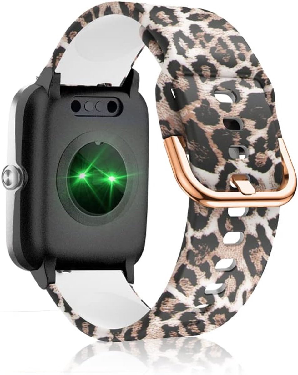 Horlogeband 19mm - Siliconen vervangband - Leopard design - Comfortabel voor dagelijks gebruik - ShopVlot