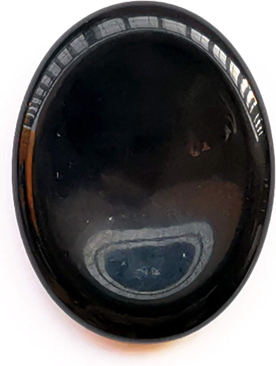 Worry stone zwart obsidiaan - palmsteen 45x35mm - handgemaakt - stressverlichting - ShopVlot